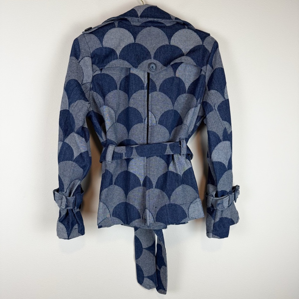 Eva Franco Brex Jacket Atomic Denim Blue Scallop Double Breasted Size 6 - Picture 8 of 14